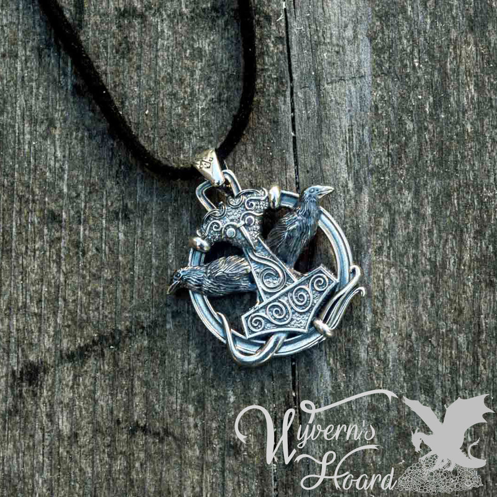 Mjölnir & Odin's Ravens Talisman Necklace