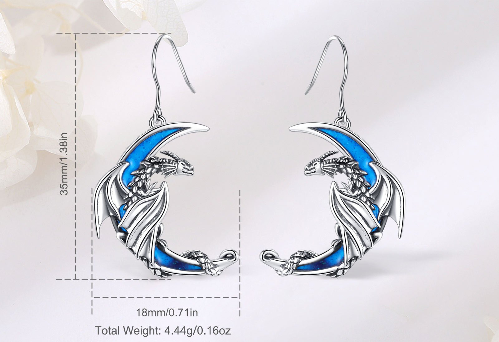 Blue Moon Dragons Sterling Silver Earrings