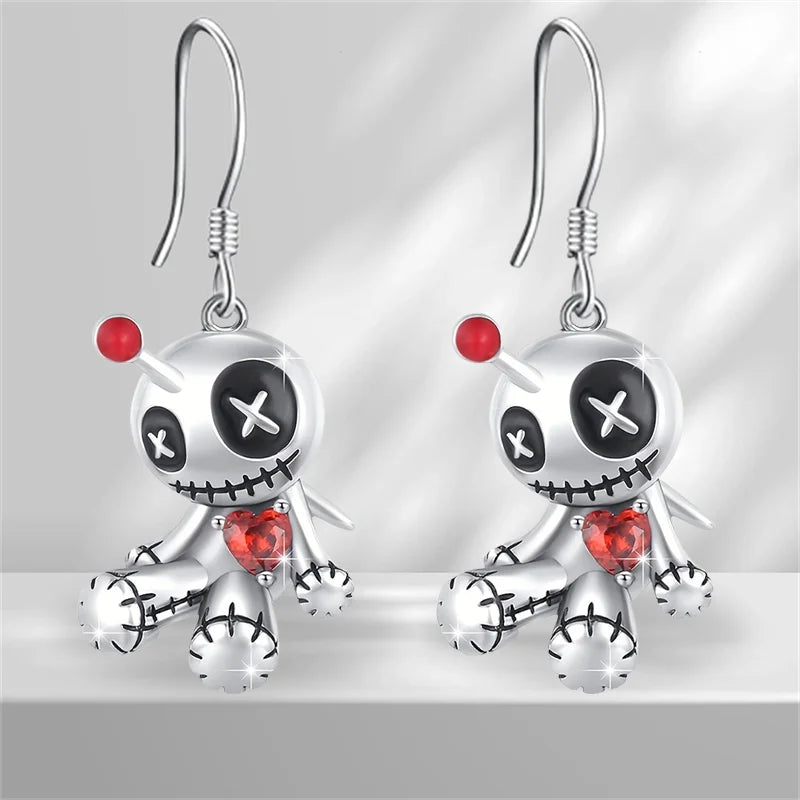 Voodoo Doll Earrings & Necklace Set