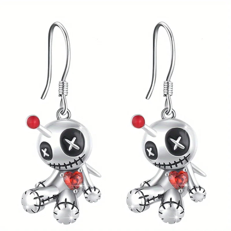 Voodoo Doll Earrings & Necklace Set