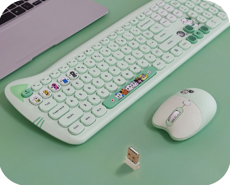 Kitty Kat Wireless Keyboard and Mouse Set