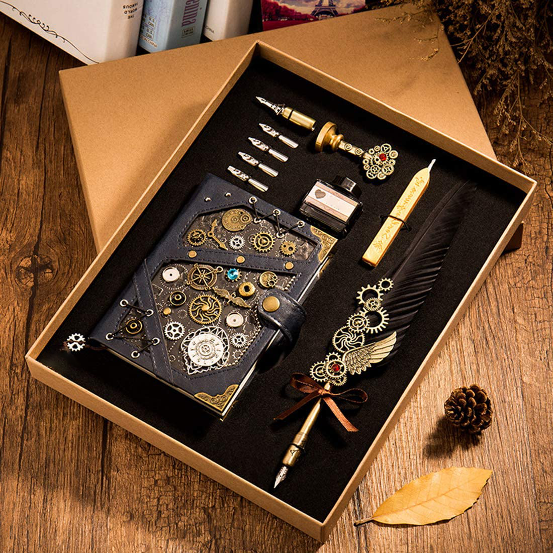 Handcrafted Steampunk Notebook & Writing Set