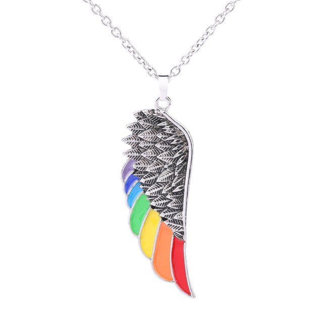 Rainbow Angel Wing Necklace