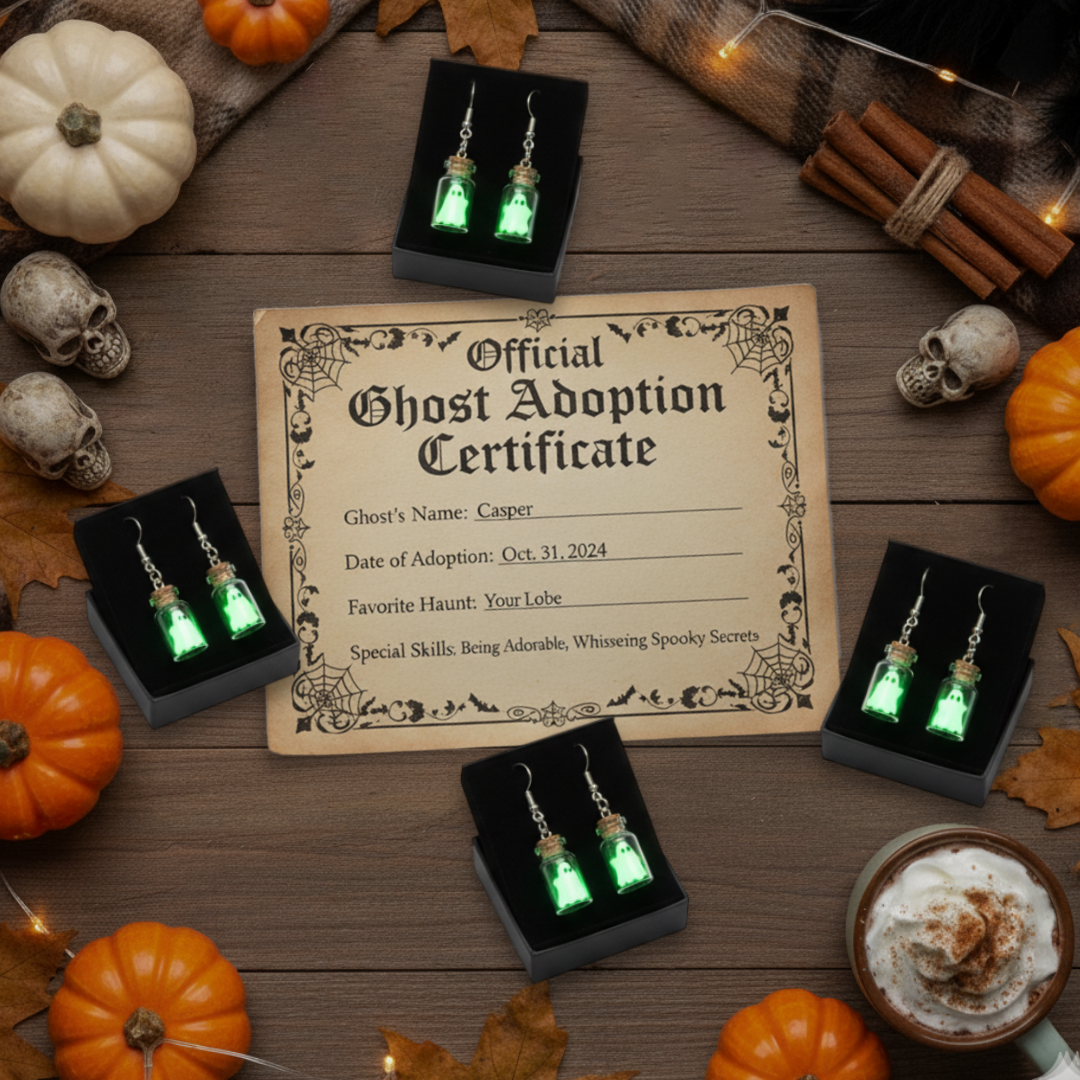 Ghost in the Bottle Glow in the Dark Earrings