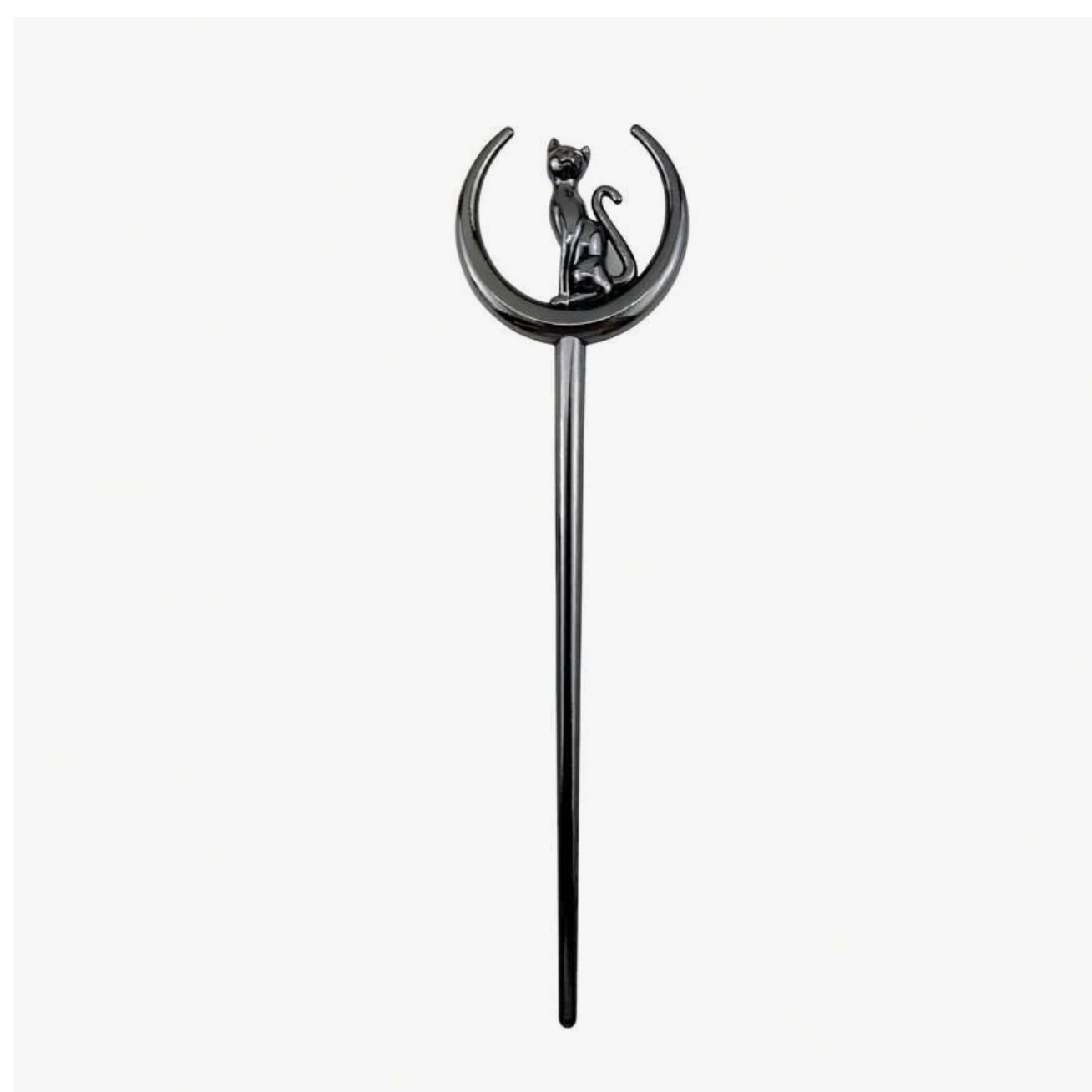 Black Cat Crescent Moon Hair Stick