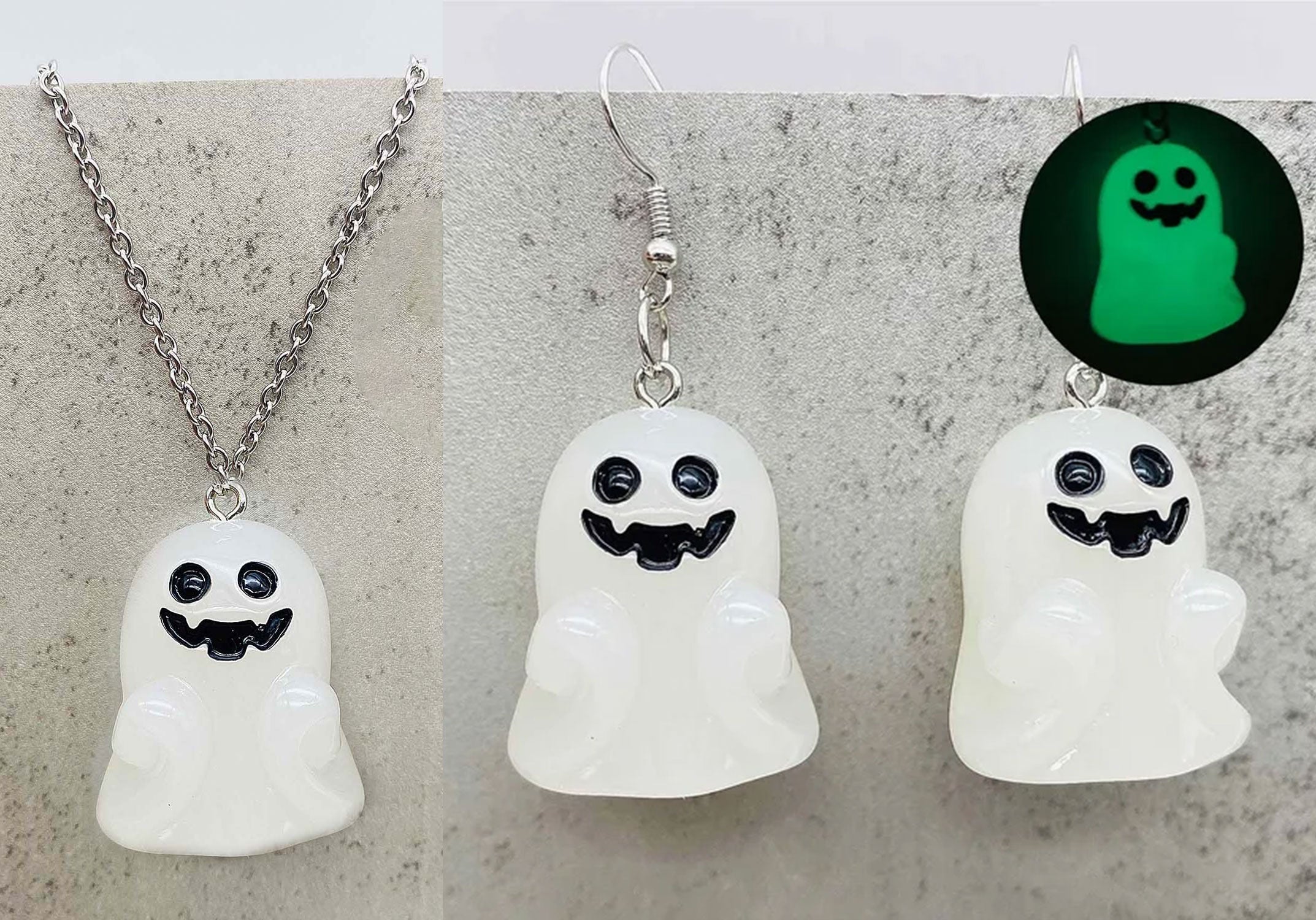 👻 Glow in the Dark Ghosties Necklace & Earring Set👻