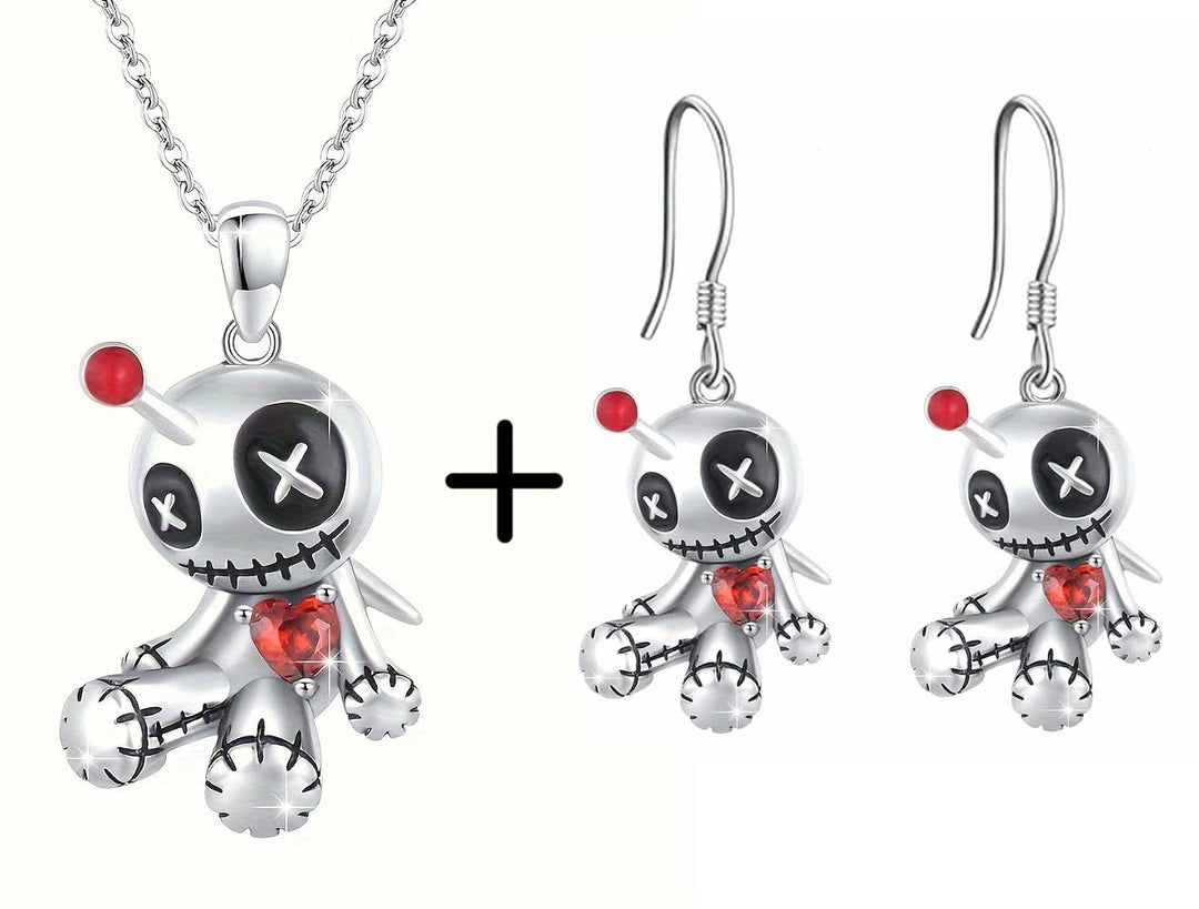 Voodoo Doll Earrings & Necklace Set