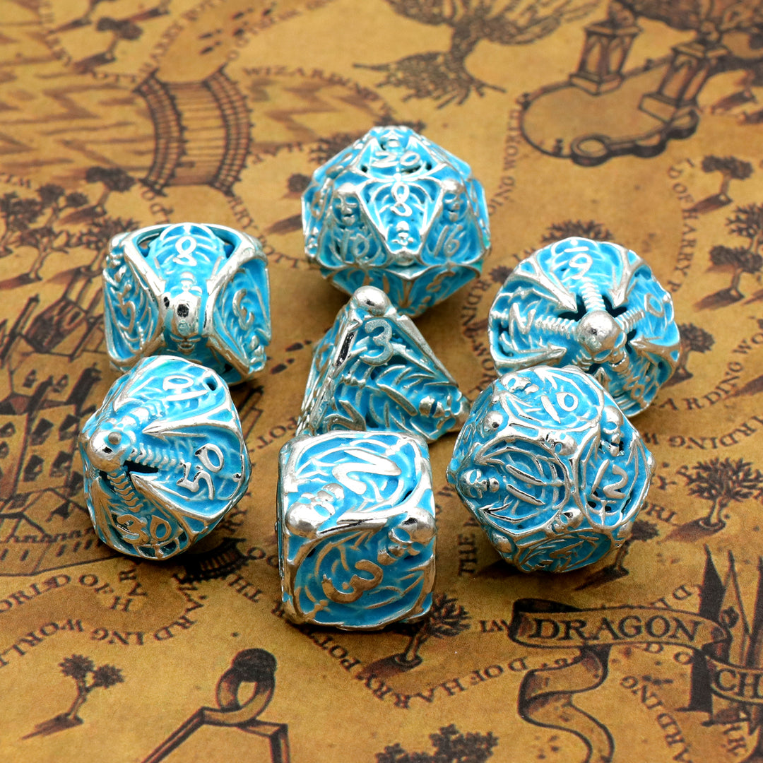 Skeletal Hollow Metal Polyhedral Dice Sets