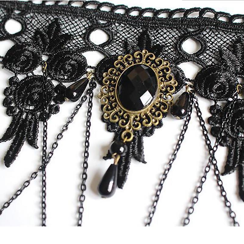 Gothic Lace Bracelet Ring & Choker Jewelry Set