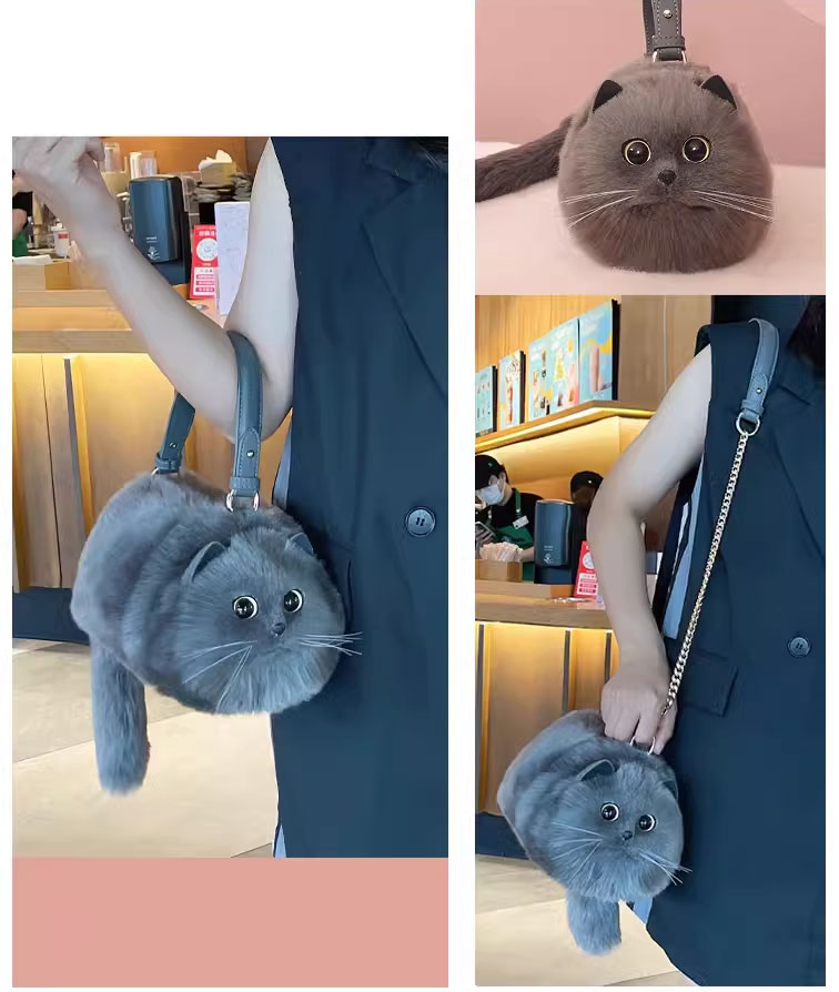 Handmade Cat Plush Handbag