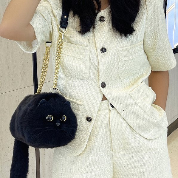 Handmade Cat Plush Handbag