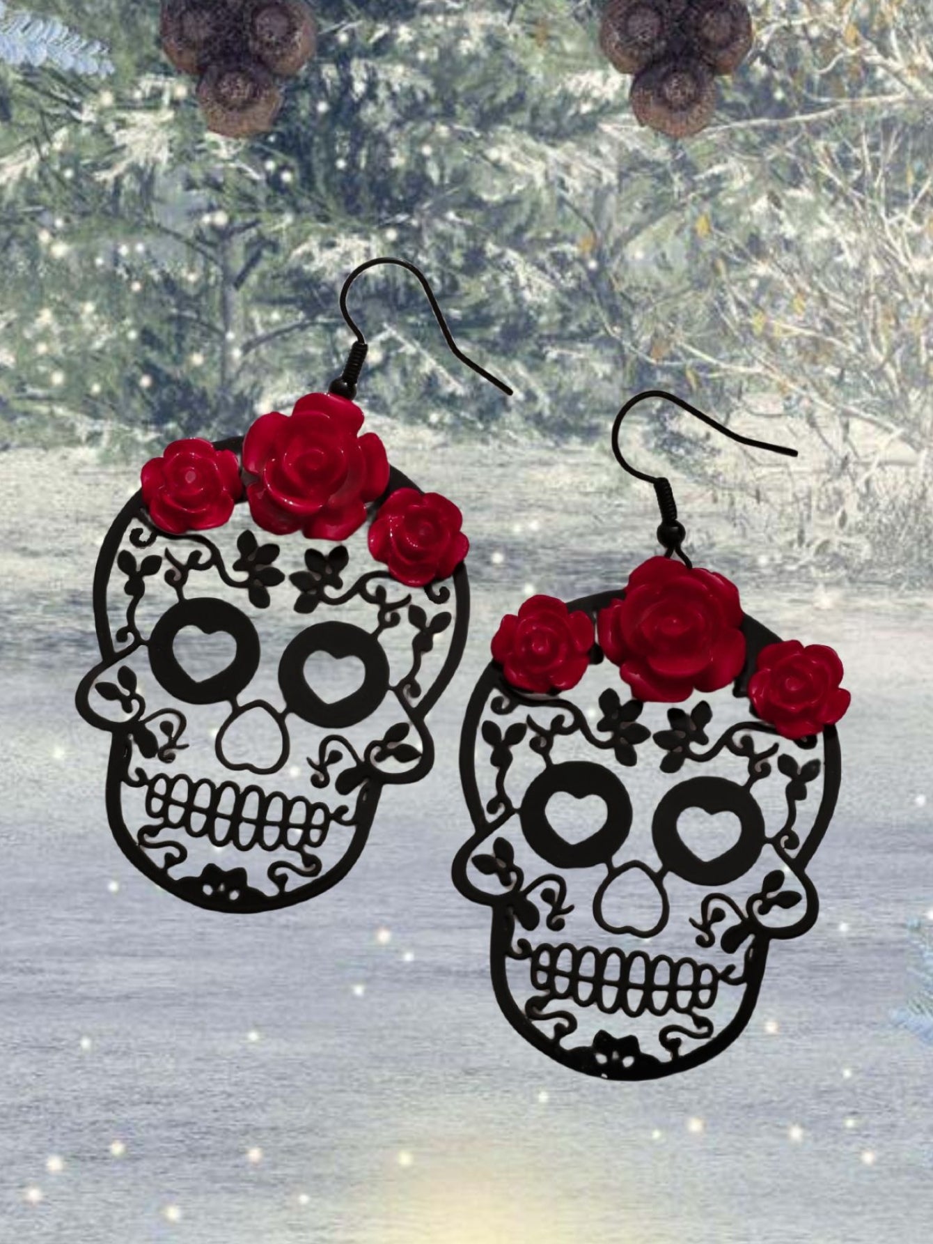 Sugar Skull & Roses Earrings