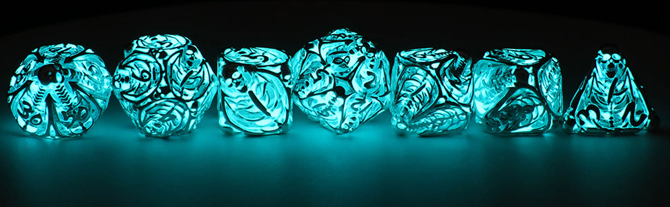 Skeletal Hollow Metal Polyhedral Dice Sets