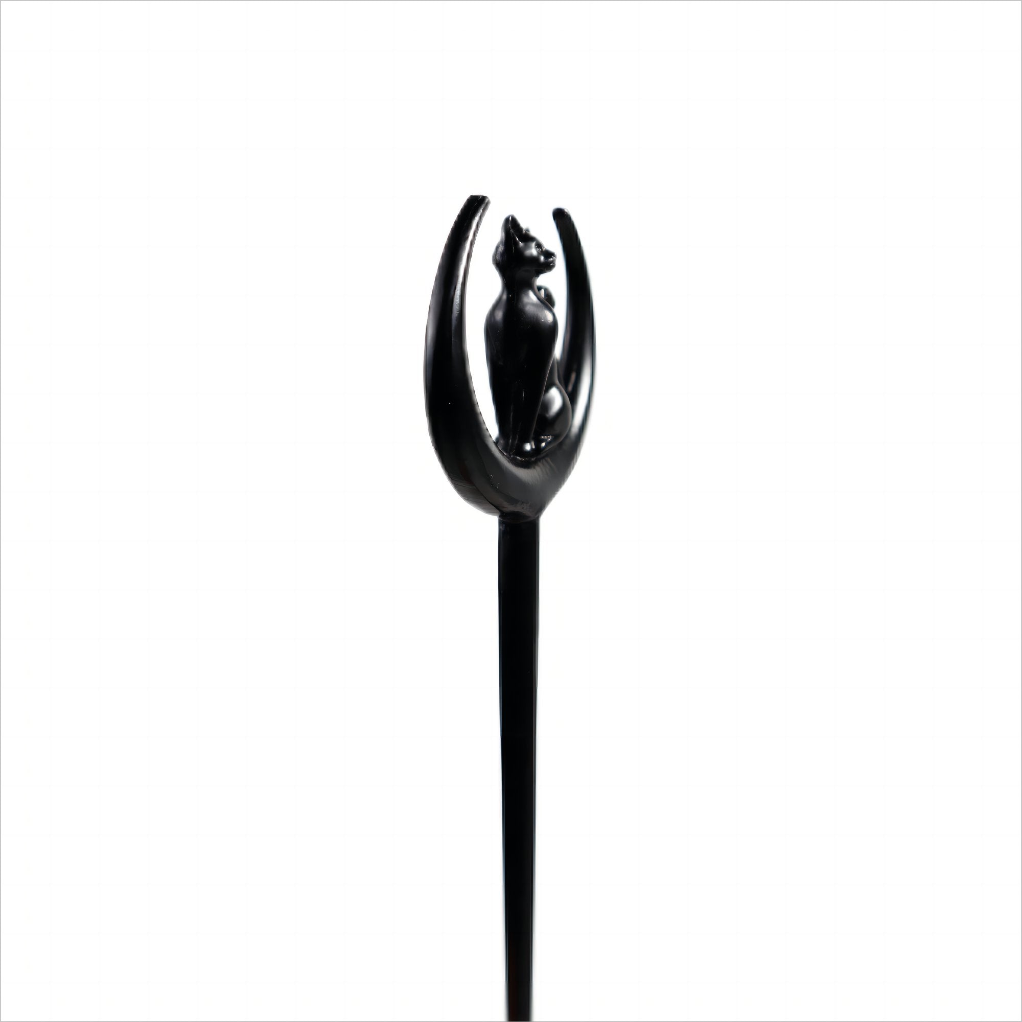 Black Cat Crescent Moon Hair Stick