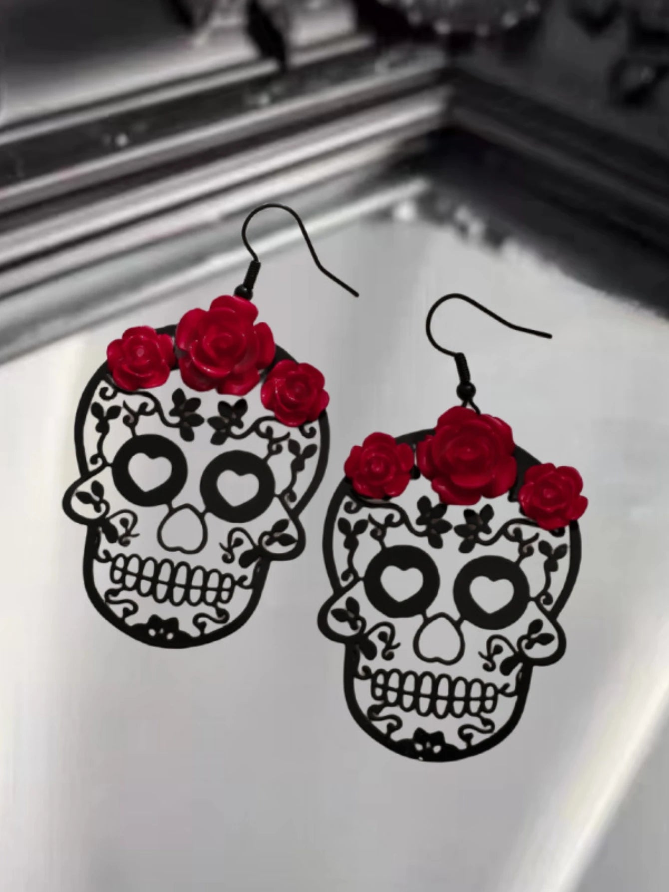 Sugar Skull & Roses Earrings