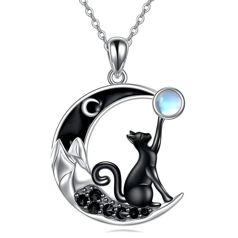 Black Moon Cat Necklace