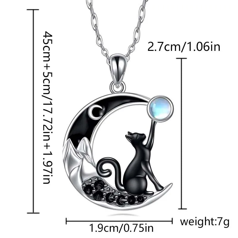 Black Moon Cat Necklace