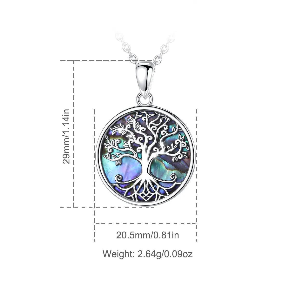 Irisdescent Tree of Life with Pāua Shell Sterling Silver Necklace