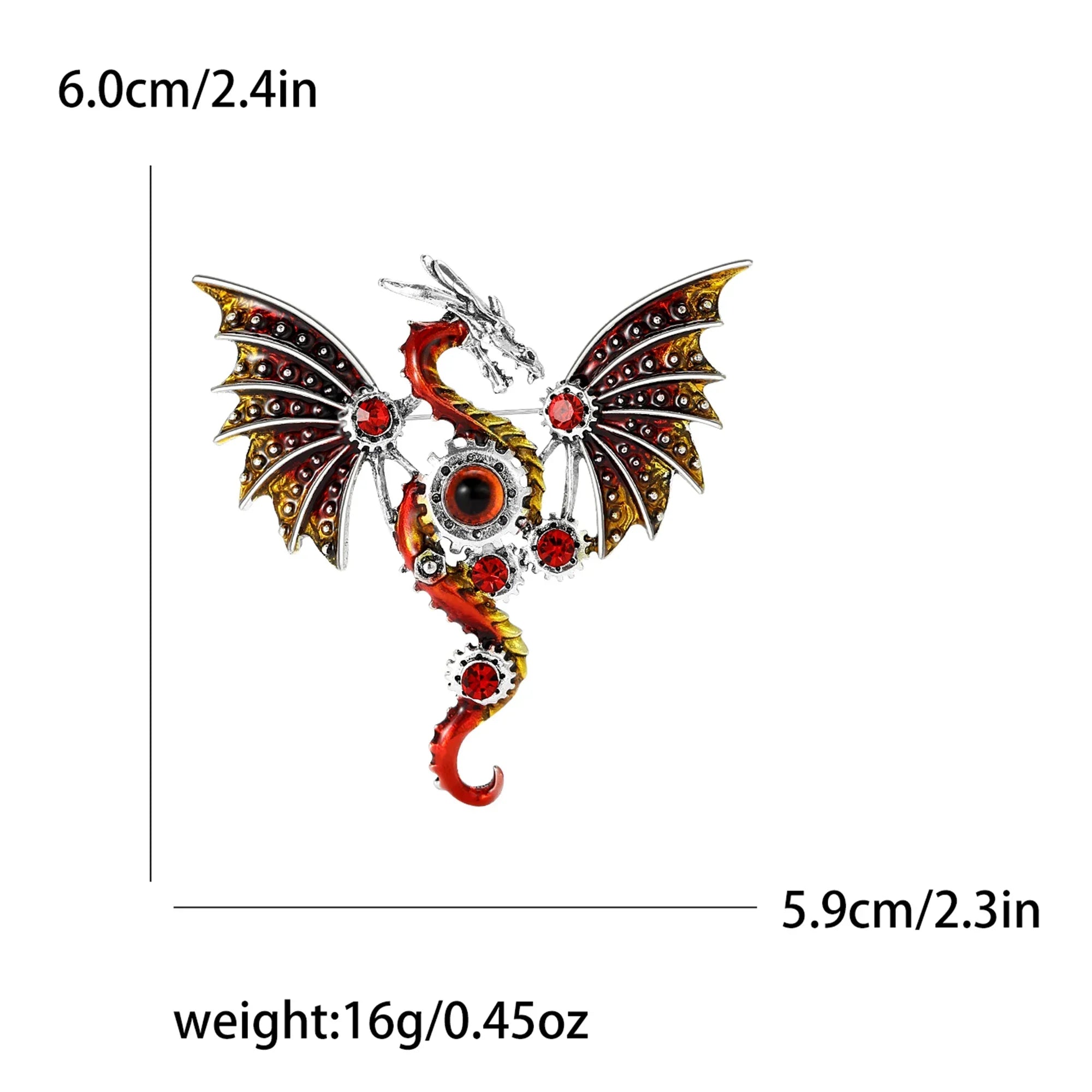 Mechanical Wyvern Rhinestone Brooch & Pendant