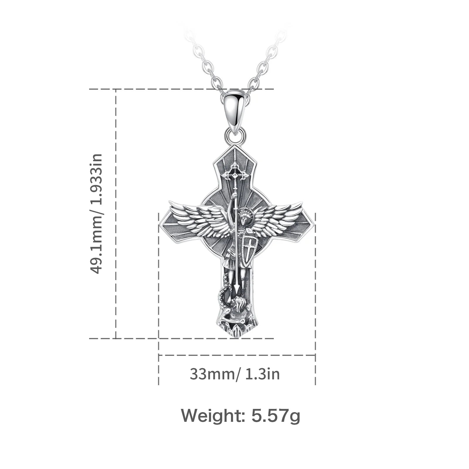 St Michael the Archangel Sterling Silver Cross Necklace