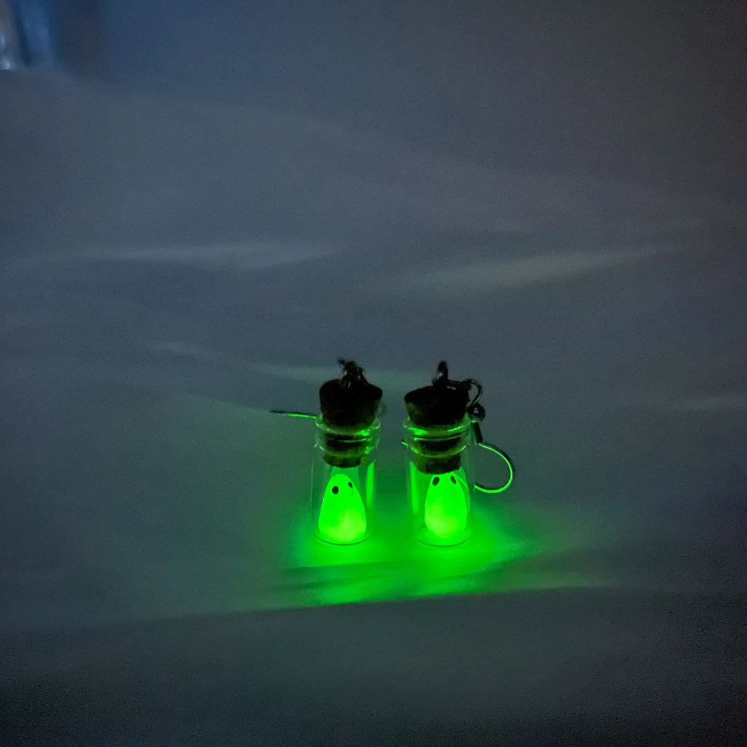 Ghost in the Bottle Glow in the Dark Earrings