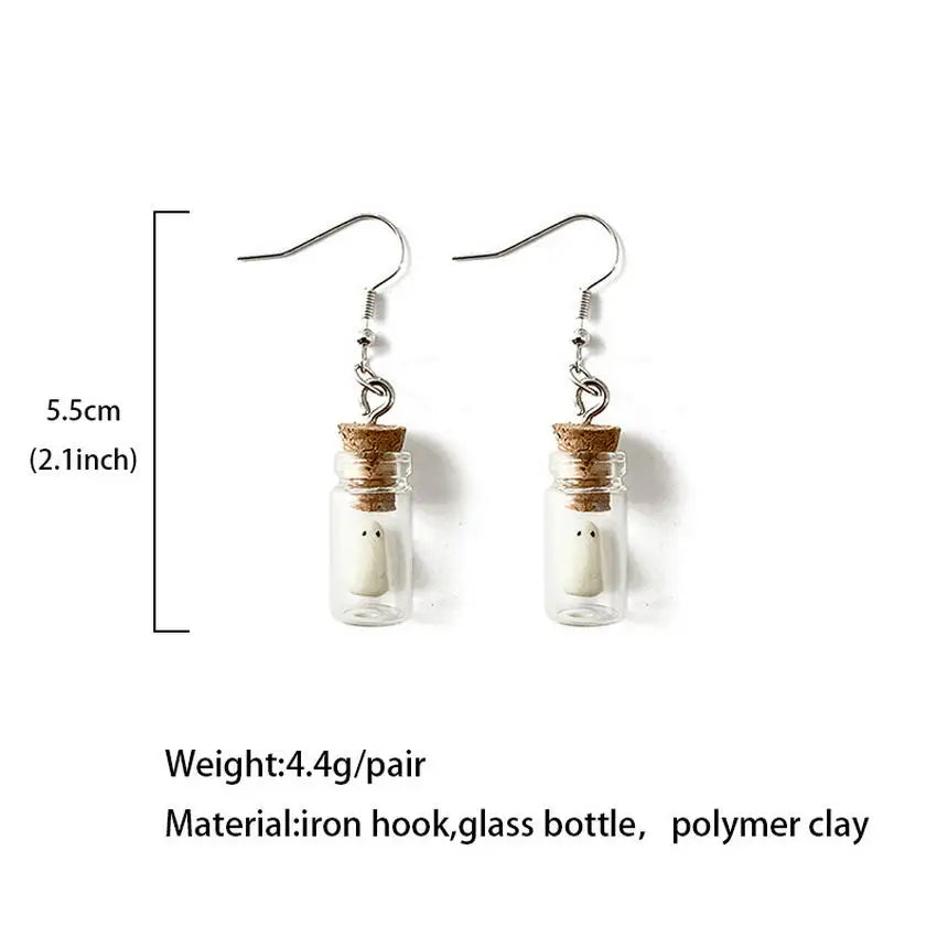 Ghost in the Bottle Glow in the Dark Earrings