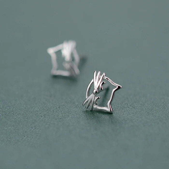 Kitty Kat Sterling Silver Ear Studs