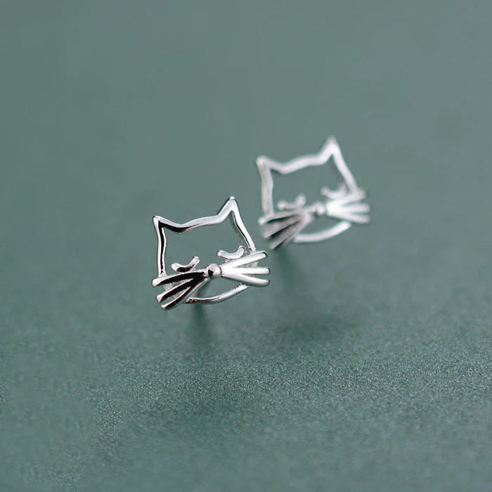 Kitty Kat Sterling Silver Ear Studs
