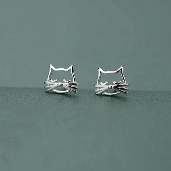 Kitty Kat Sterling Silver Ear Studs