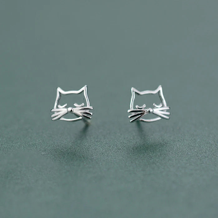 Kitty Kat Sterling Silver Ear Studs