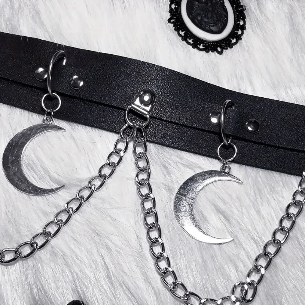 Crescent Moon Leather Belt