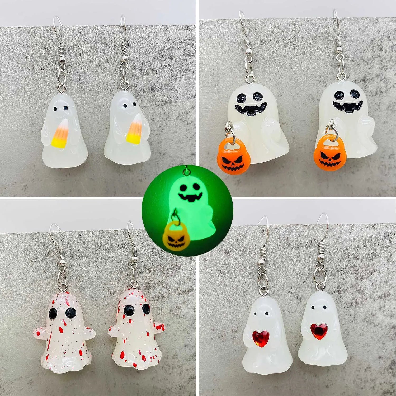 👻 Glow in the Dark Ghosties Necklace & Earring Set👻