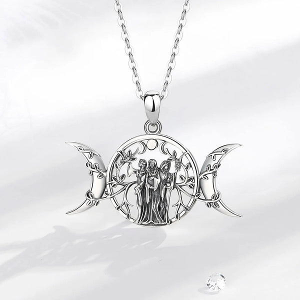 Triple Goddess Sterling Silver Necklace – Wyvern's Hoard Triple Goddess Sterling Silver Necklace – Wyvern's Hoard