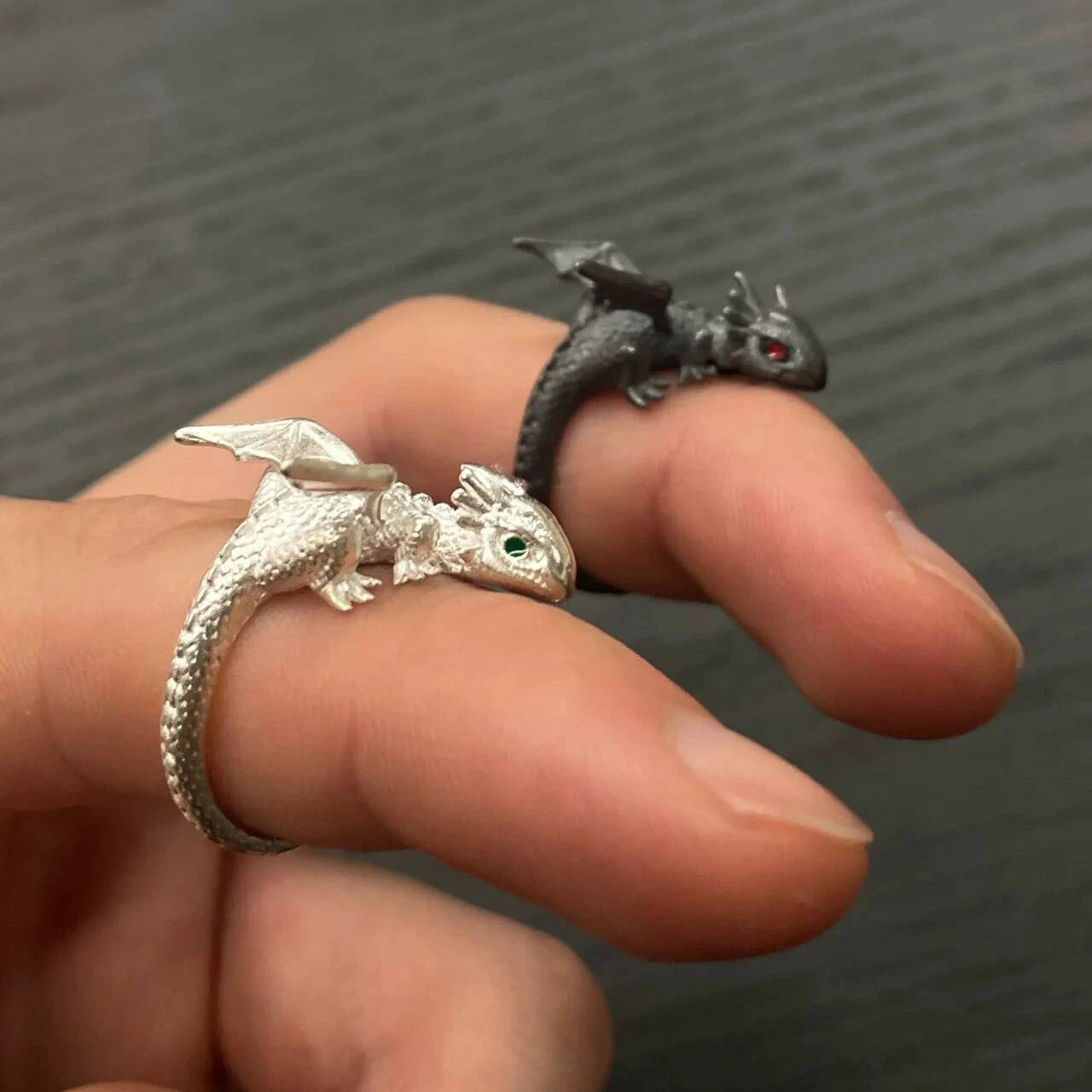 Perching Baby Dragons Rings