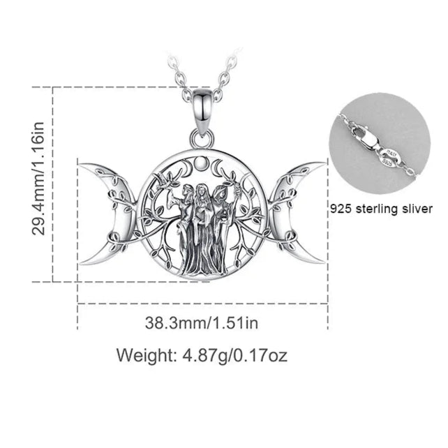 Triple Goddess Sterling Silver Necklace
