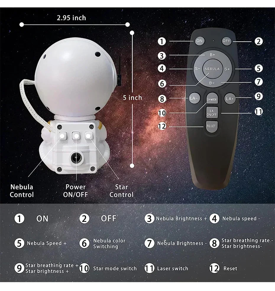 Astronaut Nebula & Stars LED Projector