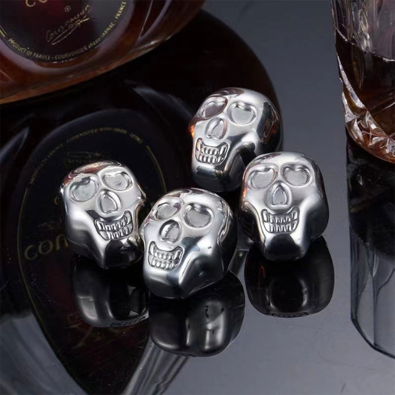 Stainless Steel Skull Ice Cubes (set of 5)