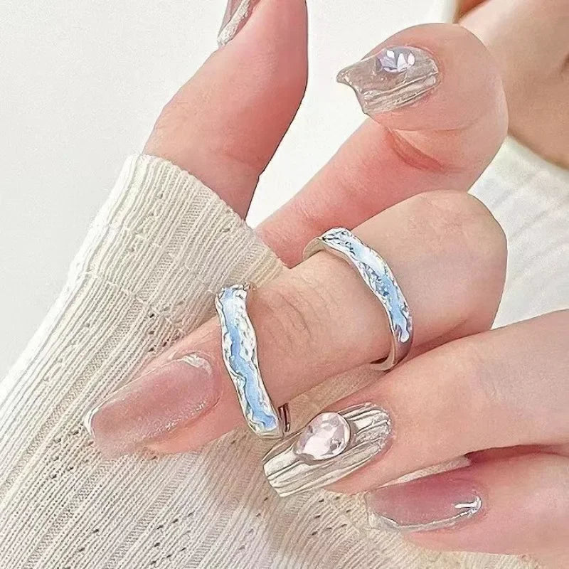 Starry Ocean Glow in the Dark Adjustable Couple Rings