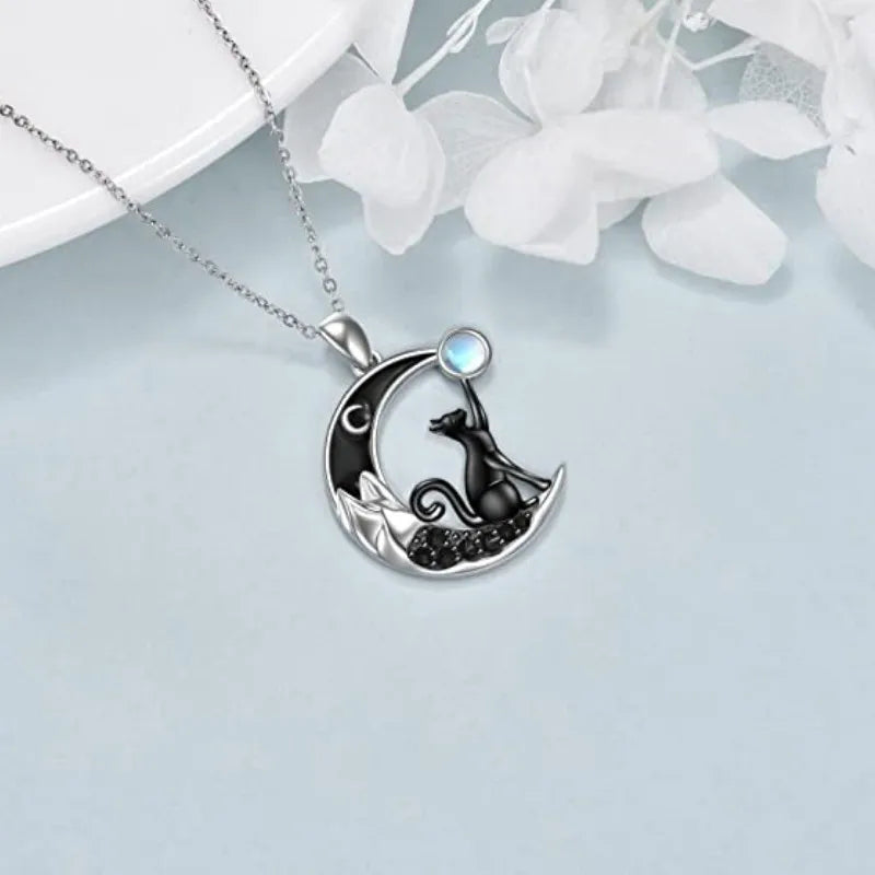 Black Moon Cat Necklace