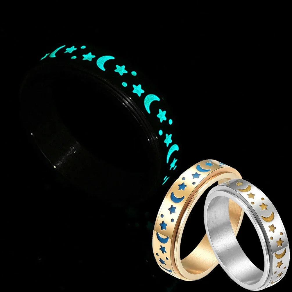 Moon & Stars Glow in the Dark Spinner Rings