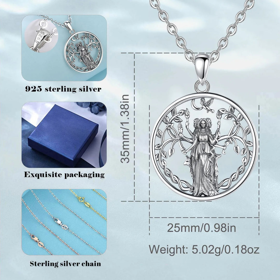 Triple Moon Goddess Sterling Silver Necklace