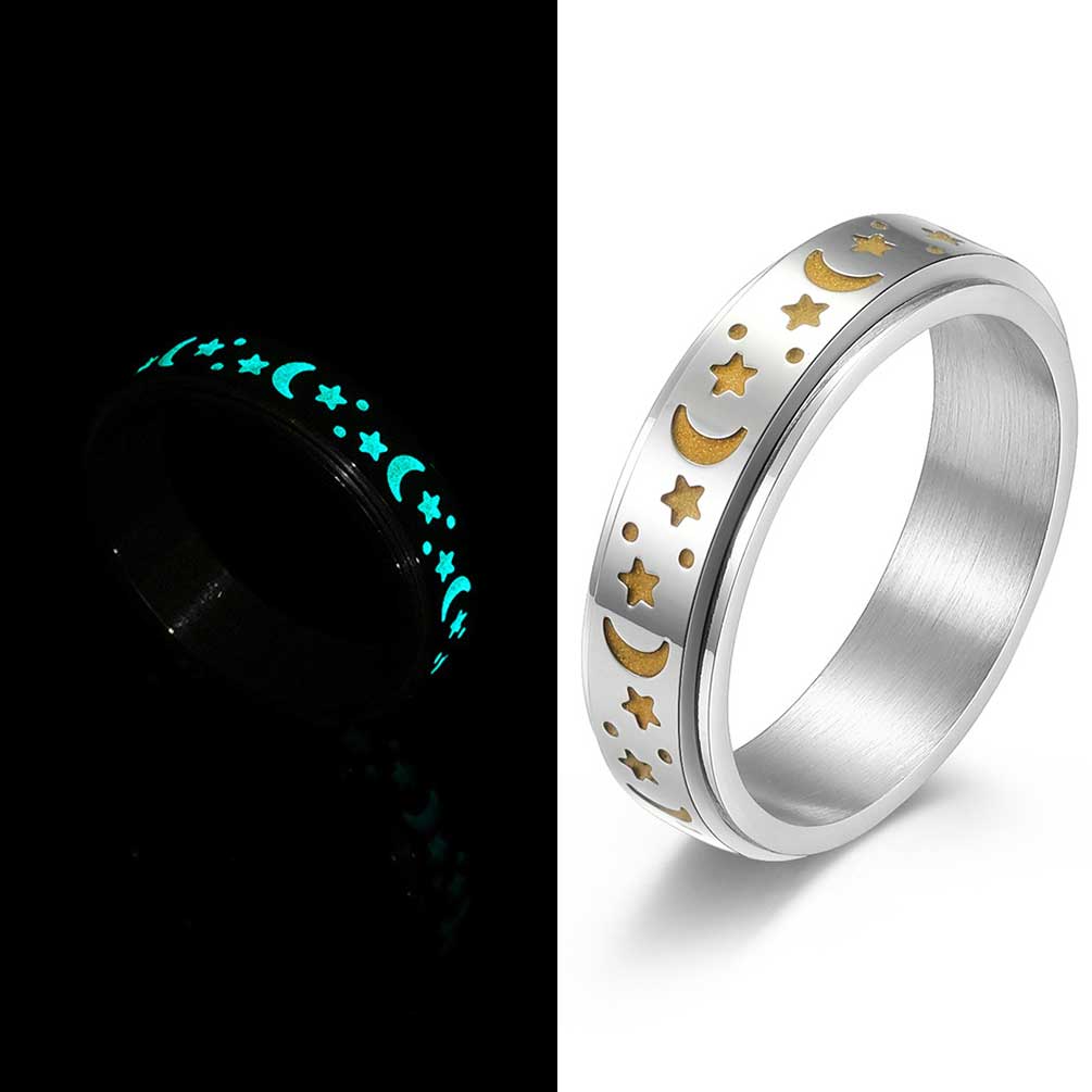 Moon & Stars Glow in the Dark Spinner Rings