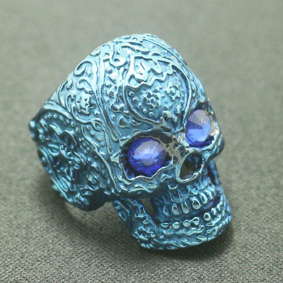 Blue-Eyed Sugar Skull Ring