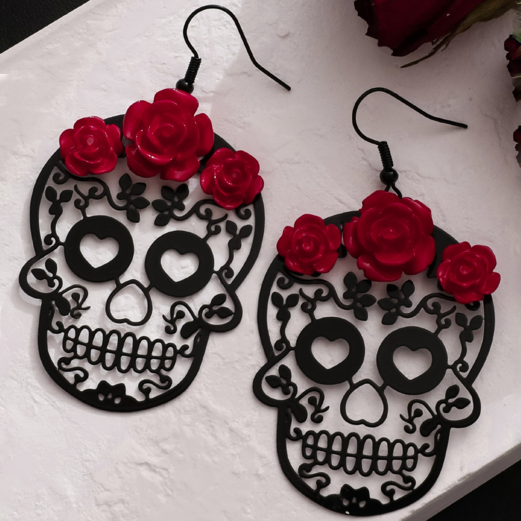 Sugar Skull & Roses Earrings