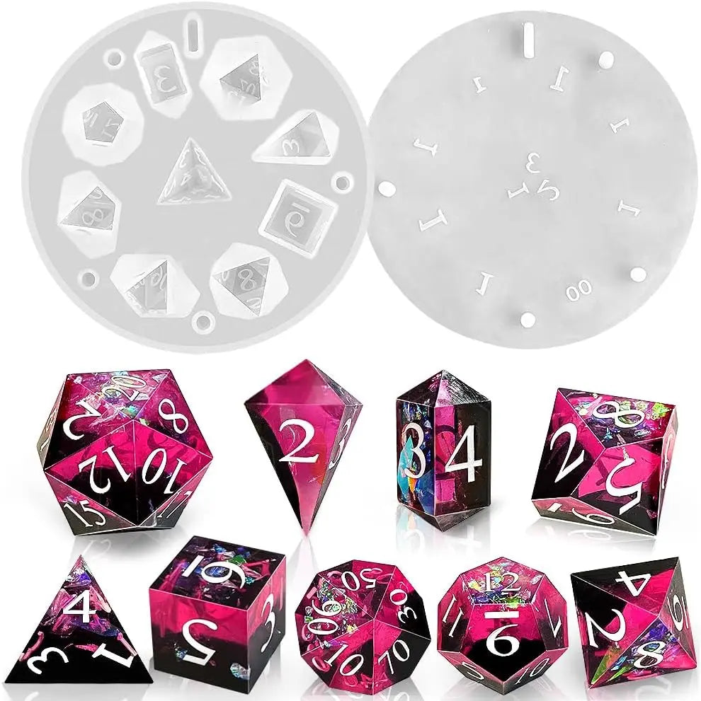 Sharp Edge 9 Piece Polyhedral Dice Mold