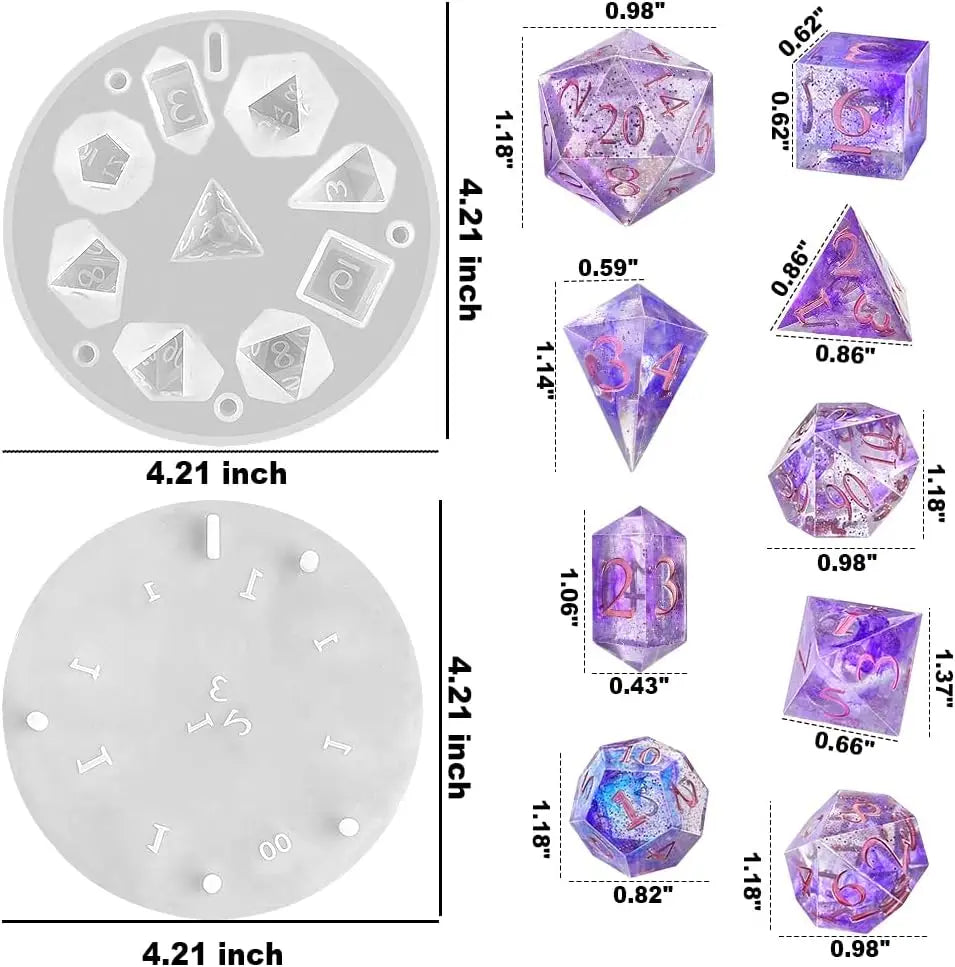 Sharp Edge 9 Piece Polyhedral Dice Mold