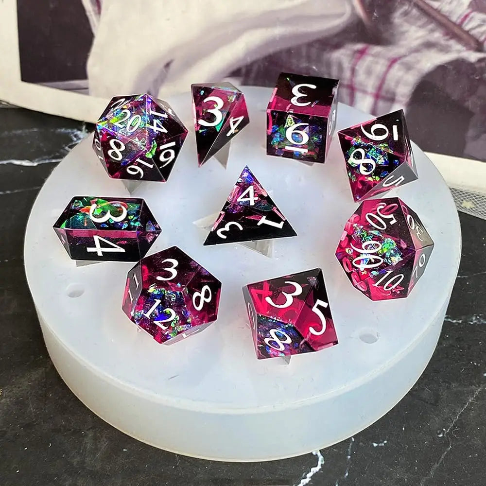 Sharp Edge 9 Piece Polyhedral Dice Mold