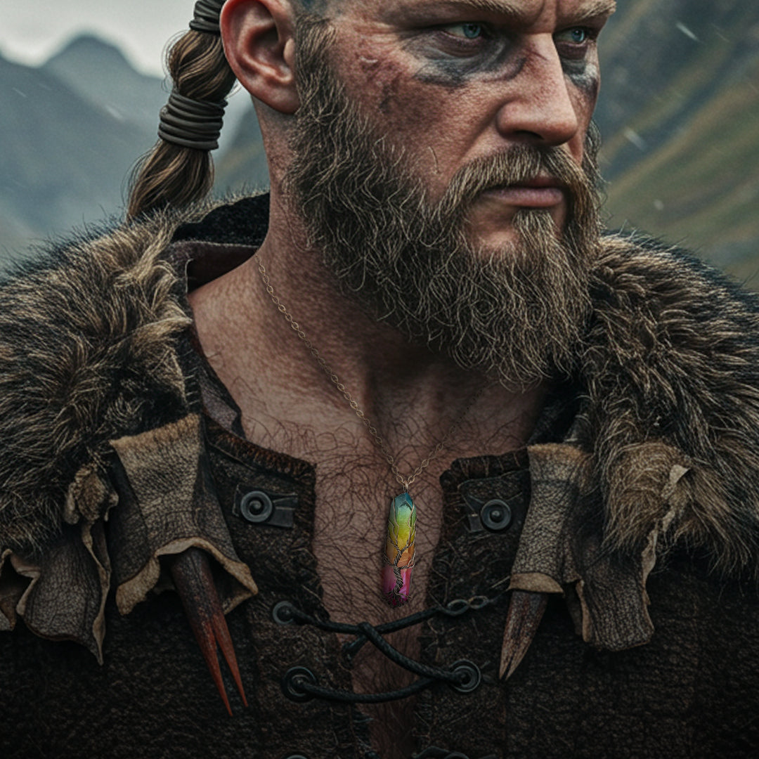 Yggdrasil Tree of Life Rainbow Quartz Necklace