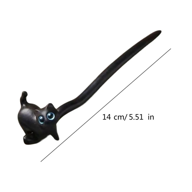 Carved Wood Kitty Hair Sticks