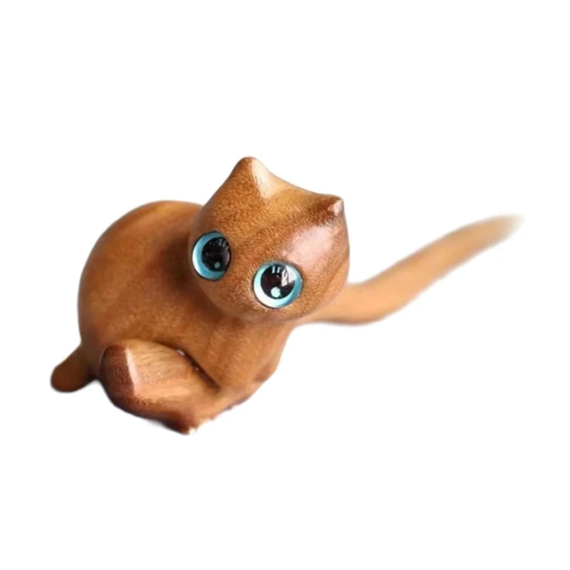 Carved Wood Kitty Hair Sticks